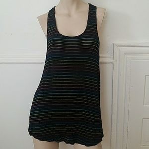 Forever 21 Black rainbow striped tank